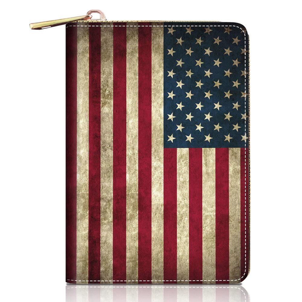 9776 Credit Card Holder Wallets , Vintage USA American Flag Design RFID